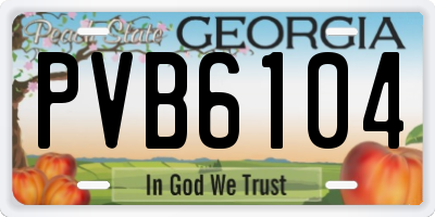 GA license plate PVB6104