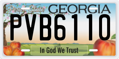 GA license plate PVB6110