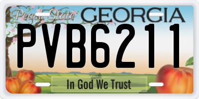 GA license plate PVB6211
