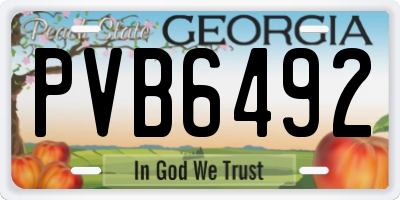 GA license plate PVB6492