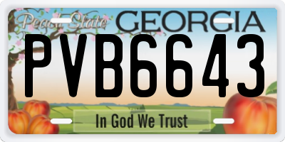 GA license plate PVB6643