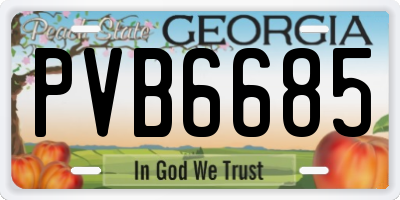 GA license plate PVB6685