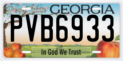 GA license plate PVB6933