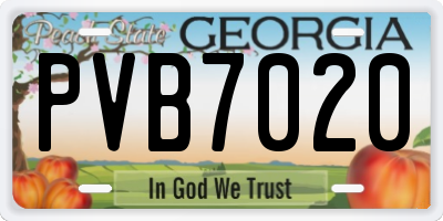 GA license plate PVB7020