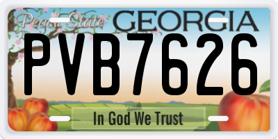 GA license plate PVB7626