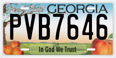 GA license plate PVB7646