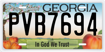 GA license plate PVB7694