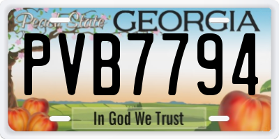GA license plate PVB7794