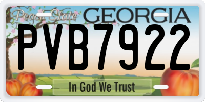 GA license plate PVB7922