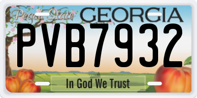 GA license plate PVB7932