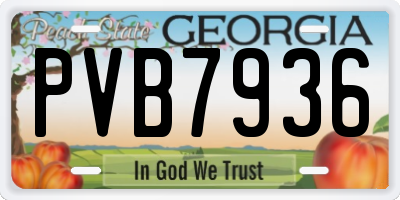 GA license plate PVB7936