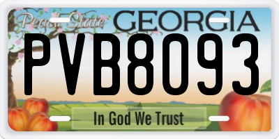 GA license plate PVB8093