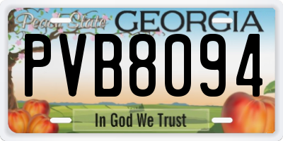 GA license plate PVB8094