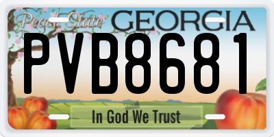 GA license plate PVB8681