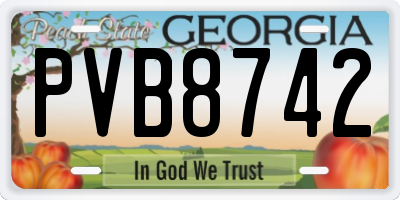 GA license plate PVB8742