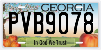 GA license plate PVB9078