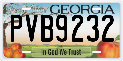 GA license plate PVB9232