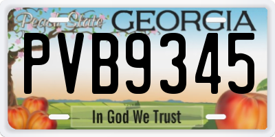 GA license plate PVB9345