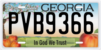 GA license plate PVB9366