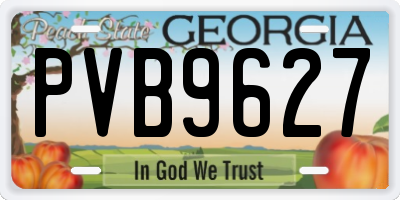GA license plate PVB9627