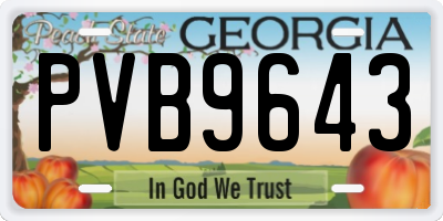 GA license plate PVB9643