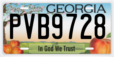 GA license plate PVB9728