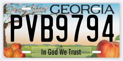 GA license plate PVB9794