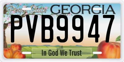 GA license plate PVB9947