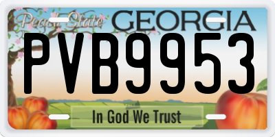 GA license plate PVB9953