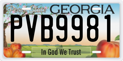 GA license plate PVB9981
