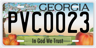GA license plate PVC0023