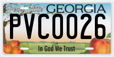 GA license plate PVC0026