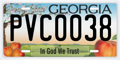 GA license plate PVC0038