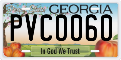GA license plate PVC0060