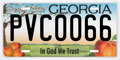 GA license plate PVC0066