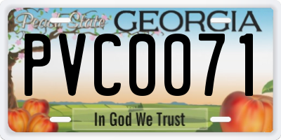 GA license plate PVC0071