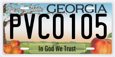 GA license plate PVC0105
