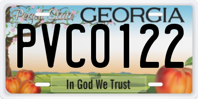 GA license plate PVC0122