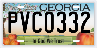 GA license plate PVC0332