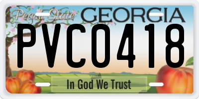 GA license plate PVC0418