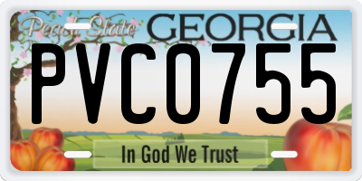 GA license plate PVC0755