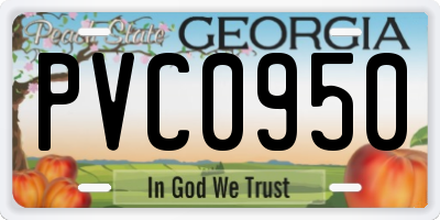 GA license plate PVC0950