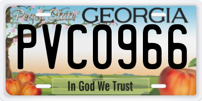 GA license plate PVC0966