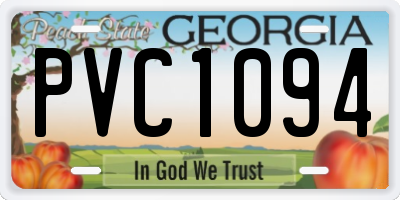 GA license plate PVC1094