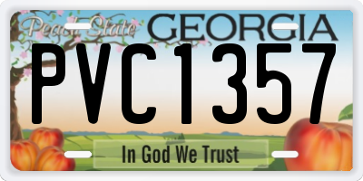GA license plate PVC1357