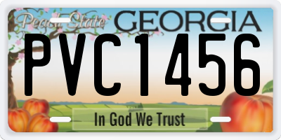 GA license plate PVC1456