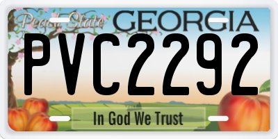 GA license plate PVC2292