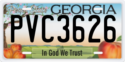 GA license plate PVC3626