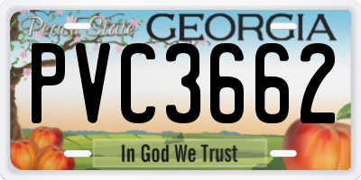 GA license plate PVC3662