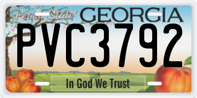 GA license plate PVC3792